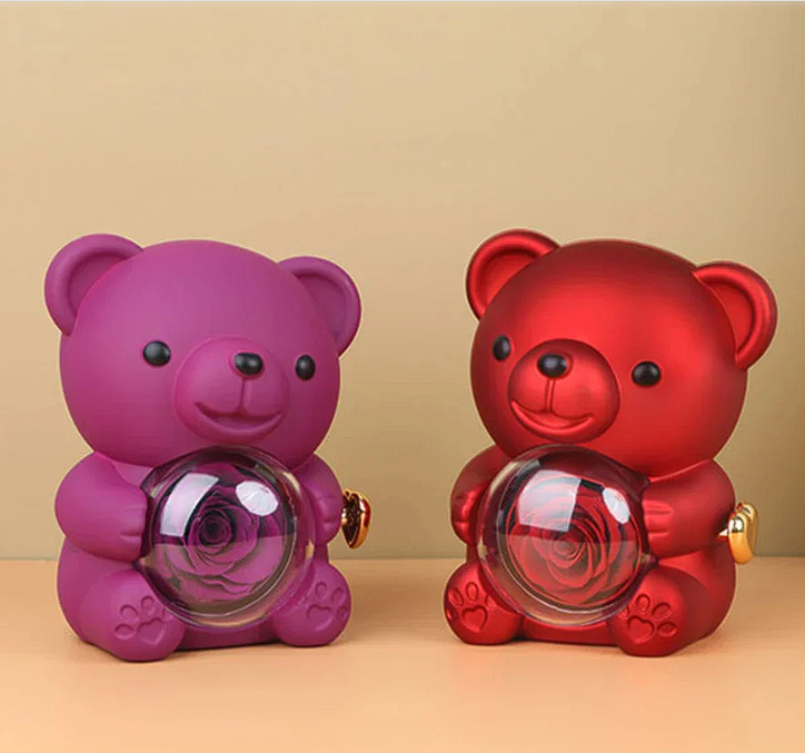 Urso giratório com rosas + colar de coração personalizado com nomes 💖💖
