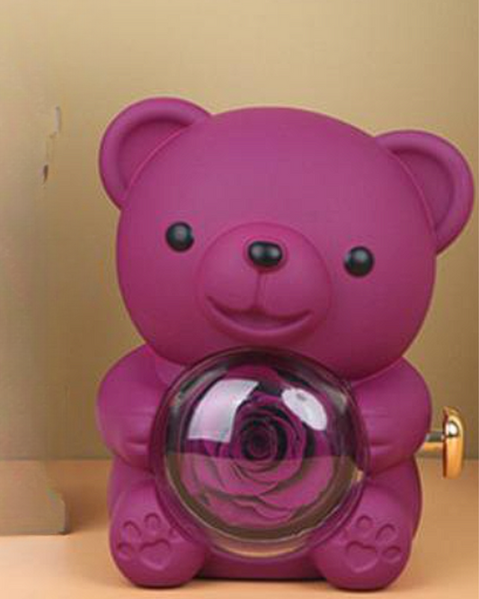 Urso giratório com rosas + colar de coração personalizado com nomes 💖-