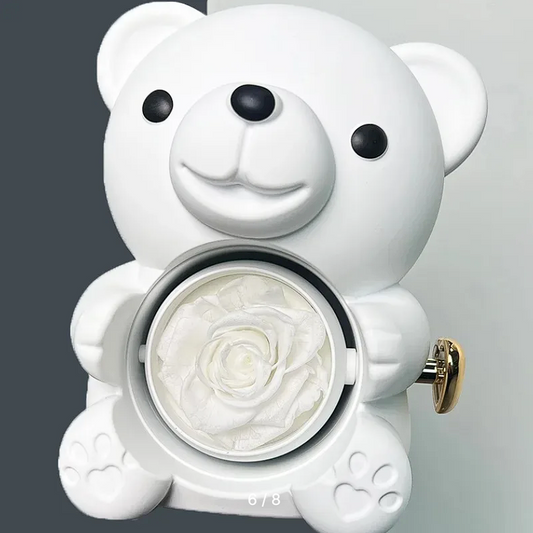 Urso giratório com rosas + colar de coração personalizado com nomes 💖💖