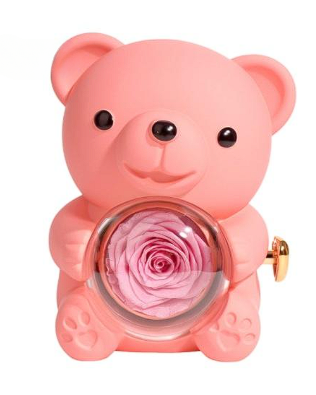 Urso giratório com rosas + colar de coração personalizado com nomes 💖